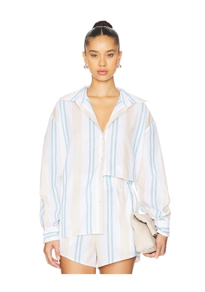 Bondi Born Arezzo Classic Top in White,Baby Blue. Size L. Also in M.