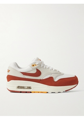 Nike - Air Max 1 Textured-leather, Suede And Canvas Sneakers - White - US5,US5.5,US6,US6.5,US7,US7.5,US8,US8.5,US9,US9.5,US10