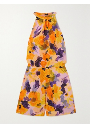 Dries Van Noten - Floral-print Silk-crepe Playsuit - Purple - FR 34,FR 36,FR 38,FR 40,FR 42,FR 44