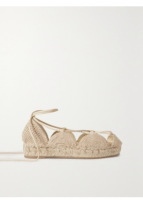 LOEWE - + Paula's Ibiza Solar Leather-trimmed Woven Jute Espadrille Sandals - Neutrals - IT35,IT36,IT37,IT38,IT39,IT40,IT41