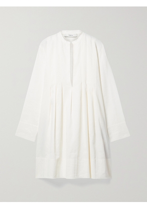 VINCE - Pleated Woven Mini Dress - White - US0,US2,US4,US6,US8,US10,US12,US14