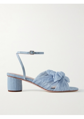 Loeffler Randall - Dahlia Faux Leather-trimmed Plissé-organza Sandals - Blue - US5,US5.5,US6,US6.5,US7,US7.5,US8,US8.5,US9,US9.5,US10,US10.5,US11,US11.5,US12