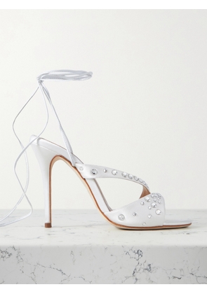 Alessandra Rich - Crystal-embellished Satin Sandals - White - IT35,IT36,IT37,IT37.5,IT38,IT38.5,IT39,IT39.5,IT40,IT40.5,IT41,IT41.5,IT42