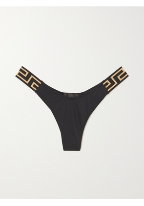 Versace - Vita Jacquard-trimmed Bikini Briefs - Black - 1,2,3,4,5