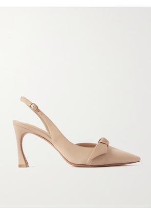 ALEXANDRE BIRMAN - Clarita Bow-embellished Suede Slingback Pumps - Neutrals - IT35,IT35.5,IT36,IT36.5,IT37,IT37.5,IT38,IT38.5,IT39,IT39.5,IT40,IT40.5,IT41,IT41.5,IT42