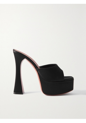 Amina Muaddi - Dalida Satin Platform Mules - Black - IT35,IT35.5,IT36,IT36.5,IT37,IT37.5,IT38,IT38.5,IT39,IT39.5,IT40,IT40.5,IT41,IT42