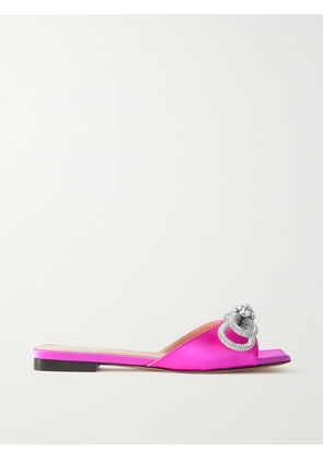 MACH & MACH - Double Bow Crystal-embellished Satin Slides - Pink - IT35,IT35.5,IT36,IT36.5,IT37,IT37.5,IT38,IT38.5,IT39,IT39.5,IT40,IT40.5,IT41,IT42