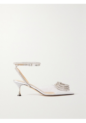 MACH & MACH - Triple Heart Crystal-embellished Pvc And Metallic Leather Pumps - Neutrals - IT35,IT36,IT36.5,IT37,IT37.5,IT38,IT38.5,IT39,IT39.5,IT40,IT40.5,IT41,IT41.5,IT42