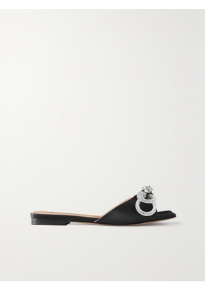 MACH & MACH - Double Bow Crystal-embellished Satin Slides - Black - IT35,IT35.5,IT36,IT36.5,IT37,IT37.5,IT38,IT38.5,IT39,IT39.5,IT40,IT40.5,IT41,IT41.5,IT42