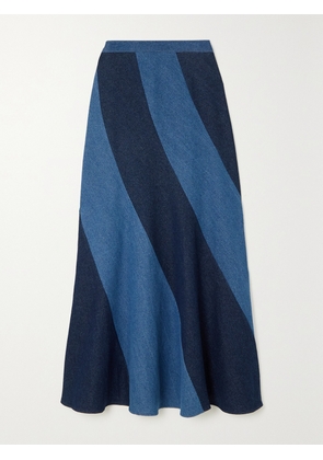BATSHEVA - Cera Paneled Denim Maxi Skirt - Blue - US0,US2,US4,US6,US8,US10,US12