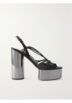 Ferragamo - + Net Sustain Sabina Leather-trimmed Satin Platform Sandals - Black - US6,US6.5,US7,US7.5,US8,US8.5,US9,US9.5,US10,US11