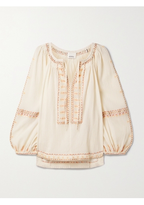 Isabel Marant - Clive Embroidered Cotton-blend Crepon Blouse - Ecru - FR 34,FR 36,FR 38,FR 40,FR 42,FR 44