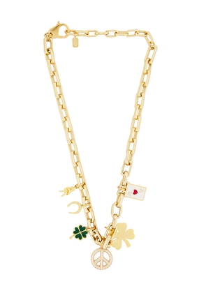Elizabeth Cole Lucky You Necklace in Metallic Gold.