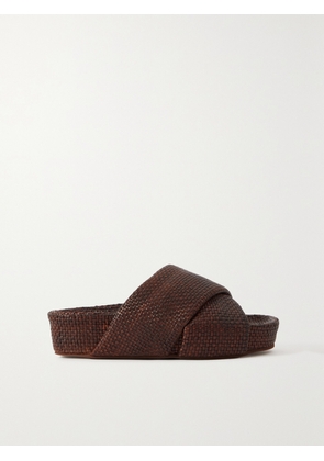ST. AGNI - + Net Sustain Woven Leather Platform Slides - Brown - IT35,IT36,IT37,IT38,IT39,IT40,IT41,IT42