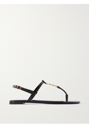 SAINT LAURENT - Cassandra Logo-embellished Patent-leather Slingback Sandals - Black - IT34,IT34.5,IT35,IT35.5,IT36,IT36.5,IT37,IT37.5,IT38,IT38.5,IT39,IT39.5,IT40,IT40.5,IT41,IT41.5,IT42