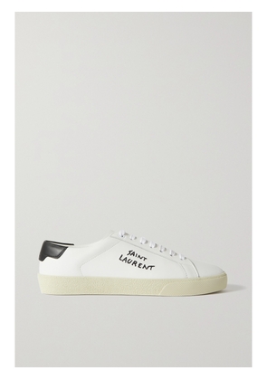 SAINT LAURENT - Court Classic Sl/06 Logo-embroidered Leather Sneakers - White - IT34,IT34.5,IT35,IT35.5,IT36,IT36.5,IT37,IT37.5,IT38,IT38.5,IT39,IT39.5,IT40,IT40.5,IT41,IT41.5,IT42