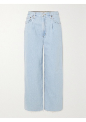 AGOLDE - Dagna Cropped Frayed High-rise Wide-leg Recycled Jeans - Blue - 23,24,25,26,27,28,29,30,31,32