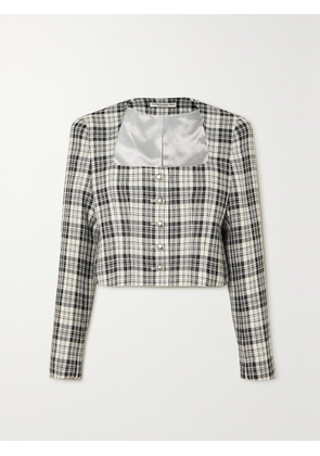 Alessandra Rich - Cropped Prince Of Wales Checked Wool Jacket - Gray - IT36,IT38,IT40,IT42,IT44,IT46