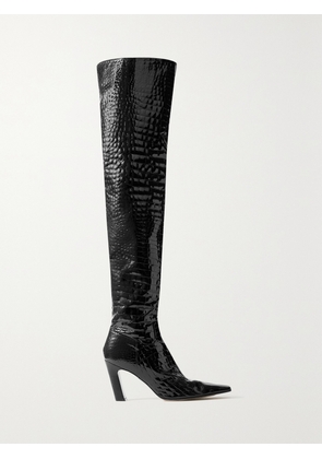 KHAITE - Marfa Croc-effect Leather Over-the-knee Boots - Black - IT36,IT36.5,IT37,IT37.5,IT38,IT38.5,IT39,IT39.5,IT40,IT40.5,IT41