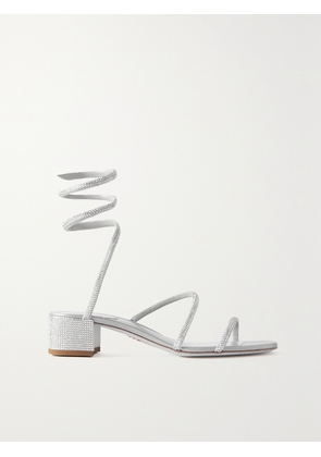 René Caovilla - Cleo Crystal-embellished Satin Sandals - Silver - IT36,IT36.5,IT37,IT37.5,IT38,IT38.5,IT39,IT39.5,IT40,IT41,IT42