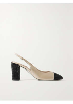 René Caovilla - Crystal-embellished Leather Slingback Pumps - Neutrals - IT36,IT37,IT37.5,IT38,IT38.5,IT39,IT39.5,IT40,IT41,IT42