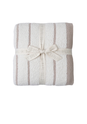 Barefoot Dreams CozyChic Border Stripe Throw in Cream.