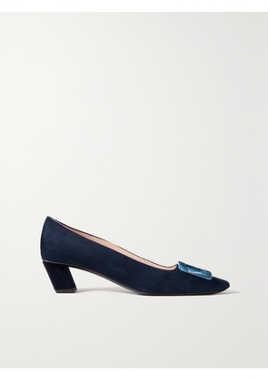 Roger Vivier - Belle Vivier 45 Embellished Suede Pumps - Blue - IT34,IT34.5,IT35,IT35.5,IT36,IT36.5,IT37,IT37.5,IT38,IT38.5,IT39,IT39.5,IT40,IT40.5,IT41,IT41.5,IT42