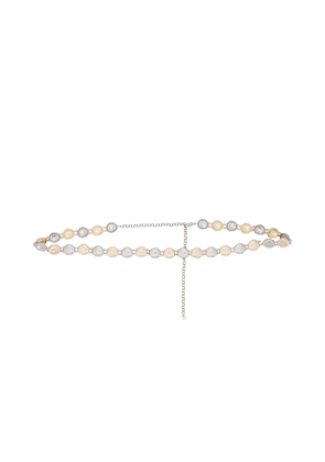 Ettika Polished Pebble Mixed Metal Belt in Metallic Silver,Metallic Gold.