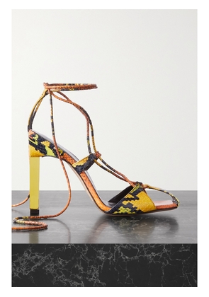The Attico - Adele Snake-effect Leather Sandals - Yellow - IT35,IT36,IT37,IT37.5,IT38,IT38.5,IT39,IT39.5,IT40,IT40.5,IT41,IT41.5,IT42