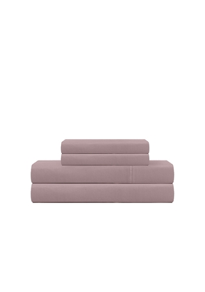 Barefoot Dreams Cal King Washed Bamboo Sheet Set in Purple.
