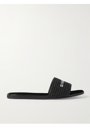 Givenchy - 4g Leather-trimmed Embroidered Raffia Slides - Black - IT35,IT35.5,IT36,IT37,IT38,IT38.5,IT39,IT40,IT41
