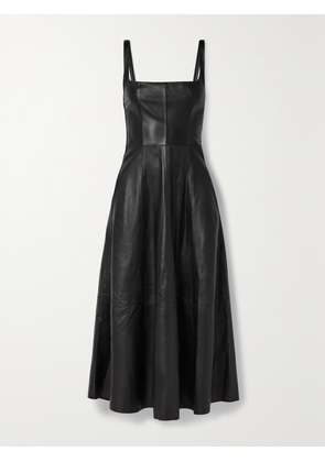 VINCE - Paneled Ribbed-jersey Leather Midi Dress - Black - US0,US2,US4,US6,US8,US10,US12