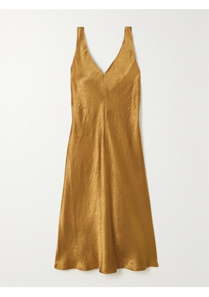 VINCE - Crinkled Satin Midi Dress - Metallic - x small,small,medium,large,x large