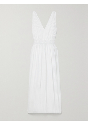 VINCE - Pleated Woven Midi Dress - Off-white - x small,small,medium,large,x large