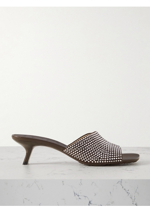 LOEWE - Petal Crystal-embellished Suede Mules - Brown - IT35,IT36,IT37,IT38,IT39,IT40,IT41