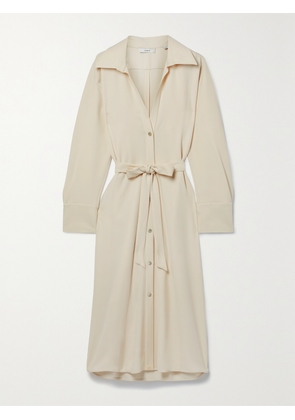 VINCE - Belted Twill Midi Shirt Dress - Ecru - x small,small,medium,large,x large