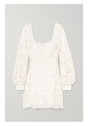 Elie Saab - Sequined Lace Mini Dress - White - FR 34,FR 36,FR 38,FR 40,FR 42