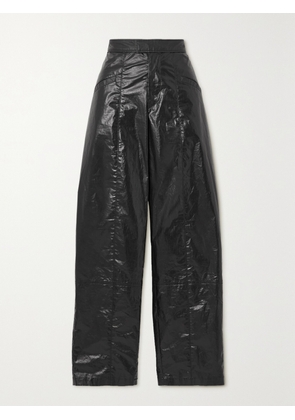 Isabel Marant - Anea Crinkled Coated Cotton-blend Pants - Black - FR 34,FR 36,FR 38,FR 40,FR 42