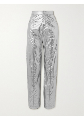 Isabel Marant - Anea Paneled Metallic Coated Cotton-blend Pants - Silver - FR 34,FR 36,FR 38,FR 40,FR 42