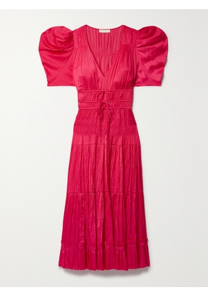 Ulla Johnson - Daria Tiered Plissé-satin Midi Dress - Pink - US00,US0,US2,US4,US6,US8,US10,US12
