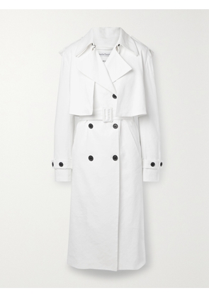 Another Tomorrow - + Net Sustain Convertible Belted Double-breasted Hemp-blend Trench Coat - Off-white - IT36,IT38,IT40,IT42,IT44,IT46