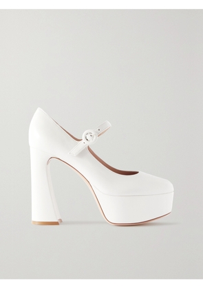 Gianvito Rossi - 120 Leather Platform Mary Jane Pumps - White - IT35,IT35.5,IT36,IT36.5,IT37,IT37.5,IT38,IT38.5,IT39,IT39.5,IT40,IT40.5,IT41,IT41.5,IT42