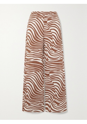 Faithfull - Sibyl Printed Linen Straight-leg Pants - Brown - x small,small,medium,large,x large,xx large