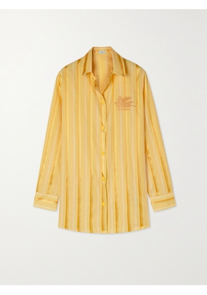 Etro - Embroidered Striped Cotton And Silk-blend Shirt - Yellow - IT36,IT38,IT40,IT42,IT44,IT46,IT48