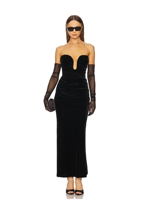 Bardot Elvira Velvet Maxi Dress in Black. Size 2. Also in 4.