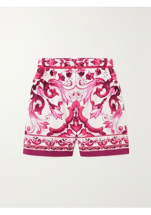 Dolce & Gabbana - Maiolica Printed Cotton-poplin Shorts - Pink - IT36,IT38,IT40,IT42,IT44,IT46,IT48,IT50