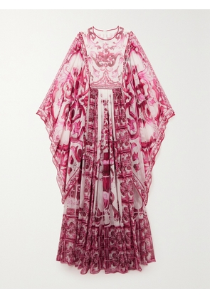 Dolce & Gabbana - Maiolica Printed Silk-georgette Gown - Pink - IT38,IT40,IT42,IT44,IT46,IT48,IT50