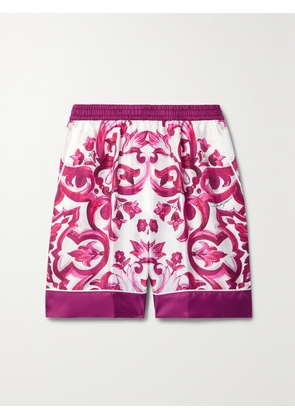 Dolce & Gabbana - Maiolica Printed Silk-satin Twill Shorts - Pink - IT36,IT38,IT40,IT42,IT44,IT46,IT48,IT50