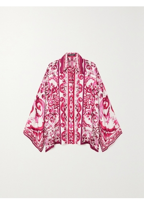 Dolce & Gabbana - Maiolica Printed Silk-twill Shirt - Pink - IT36,IT38,IT40,IT42,IT44,IT46,IT48,IT50