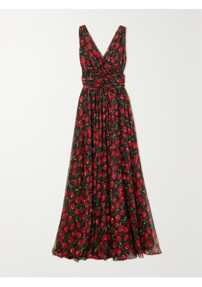 Dolce & Gabbana - Gathered Printed Silk-blend Chiffon Maxi Dress - IT38,IT40,IT42,IT44,IT46,IT48